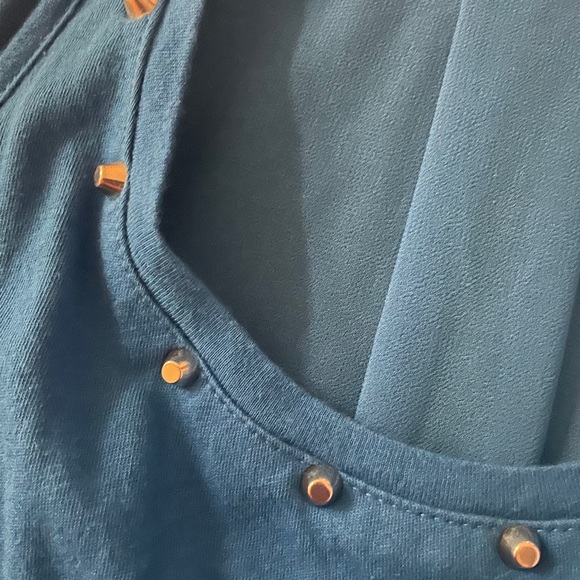 Blue express tank. Sheer back. Metal rhinestones. - Picture 2 of 5